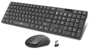Amkette Primus Wireless Keyboard & Mouse Combo for PC, Laptop and Devices with USB Support, 2.4 Ghz Wireless Single Nano Receiver, 3 LED Indicator and Multimedia Keys (Black)