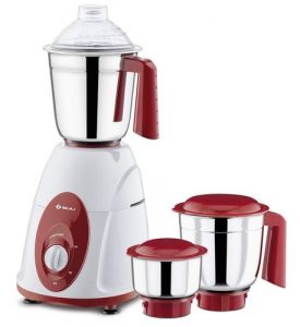 Bajaj Classic Mixer Grinder, 750W, 3 Jars (White and Maroon)