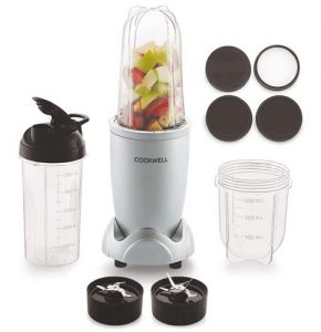 Cookwell Bullet Mixer Grinder, 500W, Lifetime Pick & Drop Repair - 1 Year Warranty (3 Jar 2 Blade, Silver)