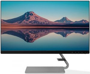 Lenovo 60.4 cm (23.8-inch) FHD Ultra Slim Near Edgeless IPS Monitor with 75Hz, 4ms, HDMI, VGA, AMD FreeSync, Built in Speaker, with Metal Stand, LED Backlit, TUV Certified Eye Comfort - Q24i-10