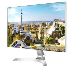 LG 27 inch 4 Side Borderless LED Monitor - Color Calibrates Full HD, IPS Panel with VGA, HDMI, in-Built Speakers - 27MP89HM (Silver/White)