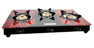 milton isi certified premium 3 burner glass top manual lpg stove with ms frame and brass burners