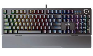 Redgear Shadow Blade Mechanical Keyboard with Spectrum LED Lights, Media Control Knob and Wrist Support (Black)