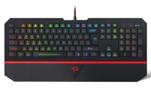 Redragon Karura K502 Wired USB Gaming Keyboard with RGB LED Backlight, 104 Silent Keys and Wrist Rest (Black)