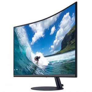 Samsung 27 inch (68.6 cm) Curved Bezel Less, Speakers, Fabric Textured Back Side, FHD, VA Panel with DP, HDMI, VGA, Audio in, Headphone Ports - LC27T550FDWXXL